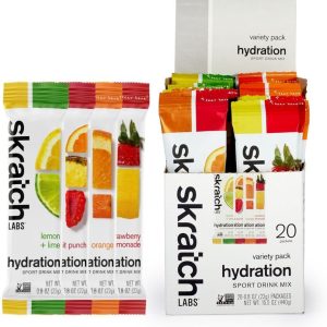 Skratch Labs Hydration Packets – Hydration Drink Mix, Variety Pack (20 Single Serving Packets) – Electrolyte Powder Developed for Athletes and Sports Performance, Gluten Free, Vegan, Kosher