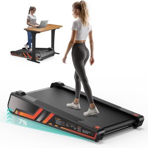 Small Walking Pad for Home and Office, Portable Under Desk Treadmill with Fixed 7% Incline and Adjustable 2% Incline, 300LBS Capacity