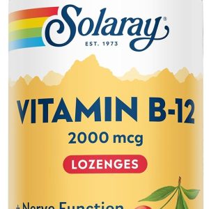 Solaray Vitamin B-12 2000 mcg No Sugar, Natural Cherry Flavor Healthy Energy & Red Blood Cell Support 90 Lozenges