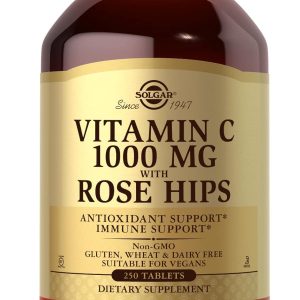 Solgar Vitamin C 1000 mg with Rose Hips, 250 Tablets – Antioxidant & Immune Support – Overall Health – Supports Healthy Skin & Joints – Non GMO, Vegan, Gluten Free, Dairy Free, Kosher – 250 Servings