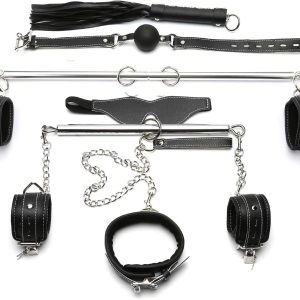 Sovyime 2pcs Silver Expandable Spreader Bar with 22pcs Lichi Black Adjustable Straps Home Gyms Exercise Indoor Fitness Equipment Tools Set