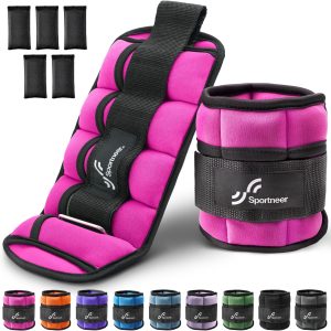 Sportneer Adjustable Ankle Weights for Women and Men 7 lbs/Pair Adjustable Leg Weights with Secure Straps, Strength Training Weighted for Yoga, Walking, Running, Aerobics, Gym, Physical Therapy