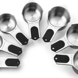 Spring Chef Magnetic Stainless Steel Measuring Cups (Patent Pending), Kitchen Tools with Easy to Read Markings for Measuring Dry or Liquid Ingredients, Set of 7, Black