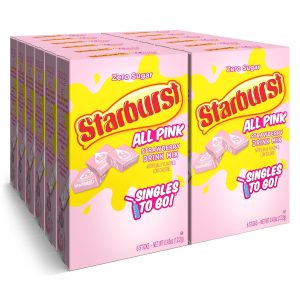 Starburst Singles To Go Powdered Drink Mix, All Pink Strawberry, 12 Boxes with 6 Packets Each – 72 Total Servings, Sugar-Free Drink Powder, Just Add Water, 6 Count (Pack of 12)