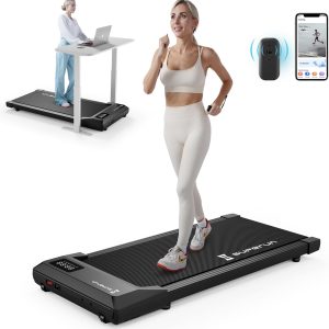 SupeRun Walking Pad, Under Desk Treadmills for Home and Office Small Space, 2.5 HP Portable Mini Jogging Machine with APP and Remote Control and LED Display, 300 Lbs Capacity