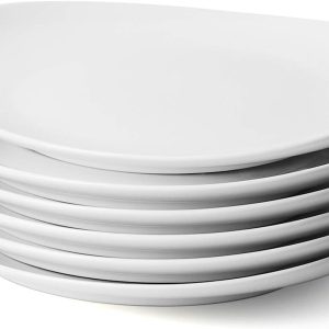 Sweese Porcelain 11 Inch Dinner Plates Set of 6 – White Dinner Plates – Dishwasher, Microwave, Oven Safe, Scratch Resistant
