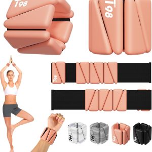 T98 Wrist & Ankle Weights for Women Men, Wearable Wrist Weights Set of 2(1Lbs Each), Adjustable Arm Leg Bracelet Weights for Strength Training, Aerobics, Barre, Suit for Home Outdoor Workout