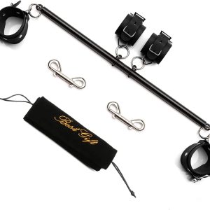 TMEOIIPY Pilates bar, Black Expandable Sports Spreader Bar Set with 4 Pcs Black Adjustable Straps Kit Pilates Aid Training Yoga Fitness Gear, Stretching Exercise Tools