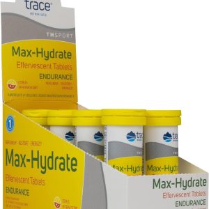 Trace Minerals Max-Hydrate Endurance – Daily Energy Support Supplement – Electrolyte Supplement to Aid Against Muscle Cramps – Supplement to Support Hydration – Citrus, 10 Tabs (80 Servings)