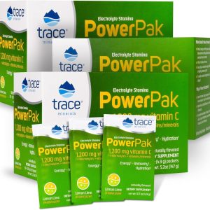 Trace Minerals | Power Pak Electrolyte Powder Packets | 1200 mg Vitamin C, Zinc, Magnesium | Boost Immunity, Hydration and Natural Energy | Lemon Lime | 90 Packets