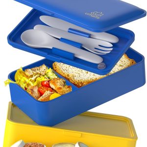 Umami Bento Lunch Box, 2 Sauce Pots & Wooden Cutlery Included, Microwavable Lunchbox, Adult Lunch Box, Bento Lunch Box, Bento Box