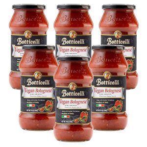 Vegan Bolognese Premium Italian Pasta Sauce by Botticelli, 24oz Jars (Pack of 6) – Product of Italy – Gluten-Free – No Added Sugar, Artificial Colors, Flavors, or Preservatives