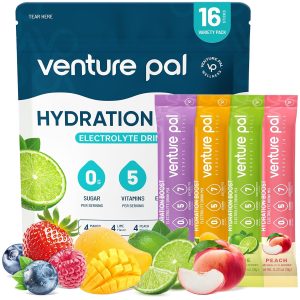 Venture Pal Sugar Free Electrolyte Powder Packets – Liquid Daily IV Hydration Packets | Electrolytes Drink Mix with 5 Vitamins & 7 Electrolytes | Keto Friendly | Non-GMO | Certified Vegan | 16 Sticks