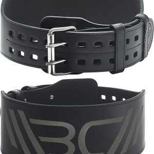 WARM BODY COLD MIND Leather Weight Lifting Belt 4″ Adjustable Belt with Buckle for Workout, Squats, Gym, Powerlifting, Olympic Weightlifting, Strength Training. Waist/Back Support