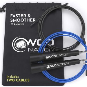 WOD Nation Adjustable Speed Jump Rope For Men, Women & Children – Blazing Fast Fitness Skipping Rope Perfect for Boxing, MMA, Endurance