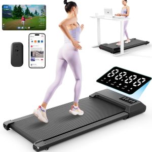 Walking Pad Treadmills for Home Office, Under Desk Walk Mat with APP and Remote Control, 3 in 1 Portable Exercise Equipment, Compact Jogging Running Machine for Small Space, 300 Lbs Capacity