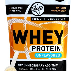 Whey Protein Powder Unflavored, Unsweetened, Keto Friendly – 2lb – Low Carb, Low Calorie, No Soy, Made in USA