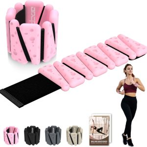 Wrist Ankle Weights for Women 2 Lbs, Adjustable Silicone Weighted Bangles for Arm & Leg Workouts, Wearable Weighted Bracelet for Pilates, Yoga, Barre, Walking and Pool Exercise (Set of 2)