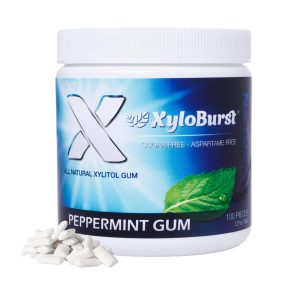 XyloBurst Gum | Xylitol Chewing Gum | Sugar Free, Gluten Free, Keto Friendly | Aspartame Free Gum For Oral Health | Peppermint | 100-Count Jar