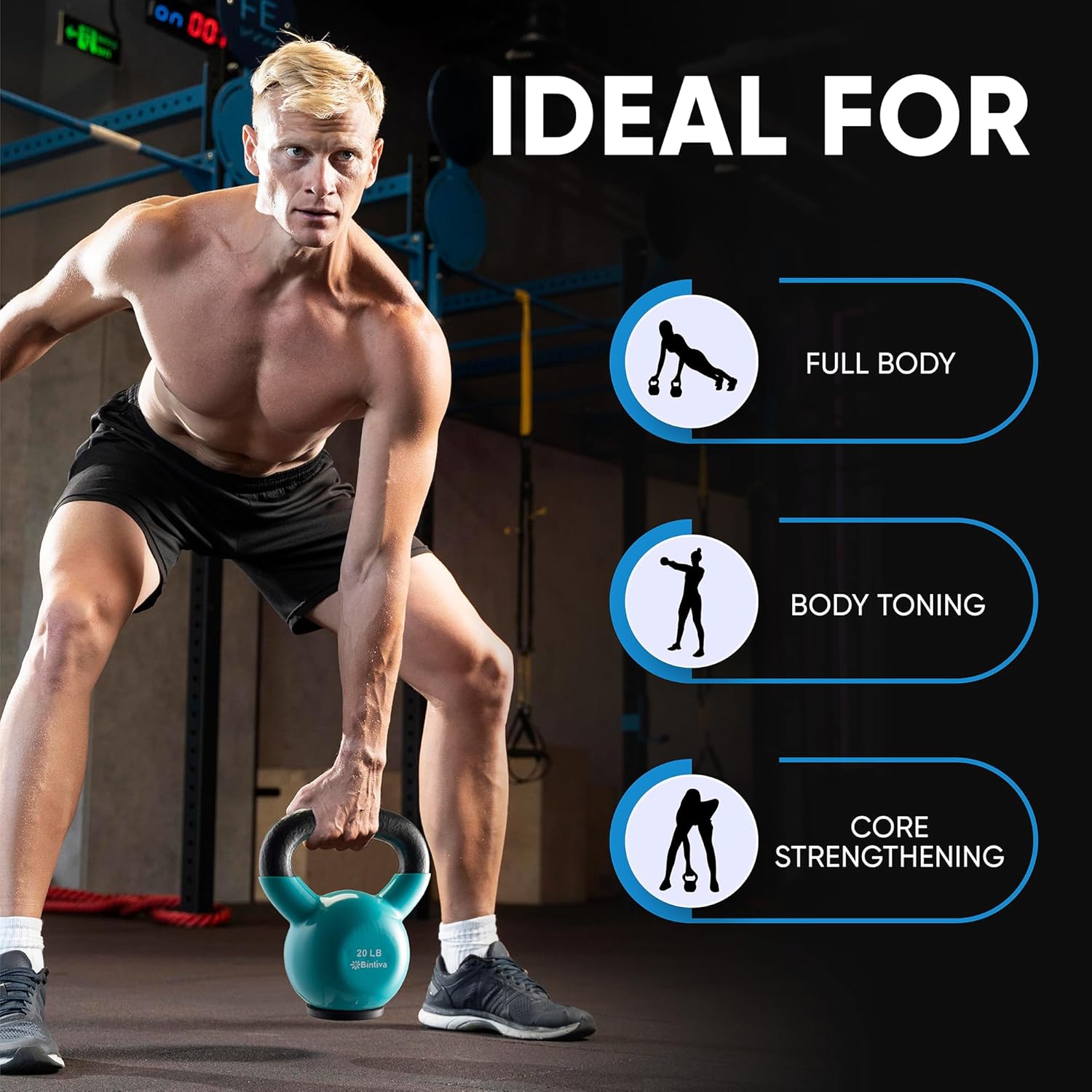 Kettlebell Sets Professional Grade - Strength Training Kettlebells for Home Workout - Cast Iron Kettle Bell Weight Sets for Men & Women with Special Protective Bottom - Image 5