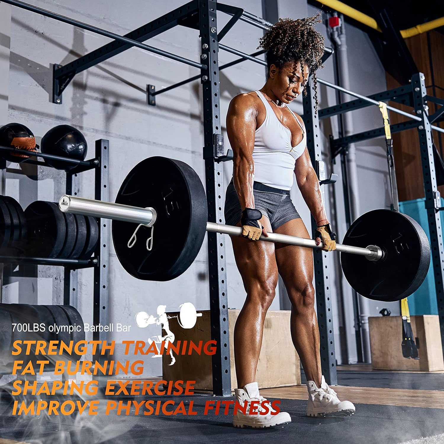 Olympic Barbell Bar 7-Foot Weight Bar, Rated 700 lbs for Weight Capacity, Men’s Solid Iron Weighted Workout Barbell Weight Straight Weightlifting Technique Bar - Image 6