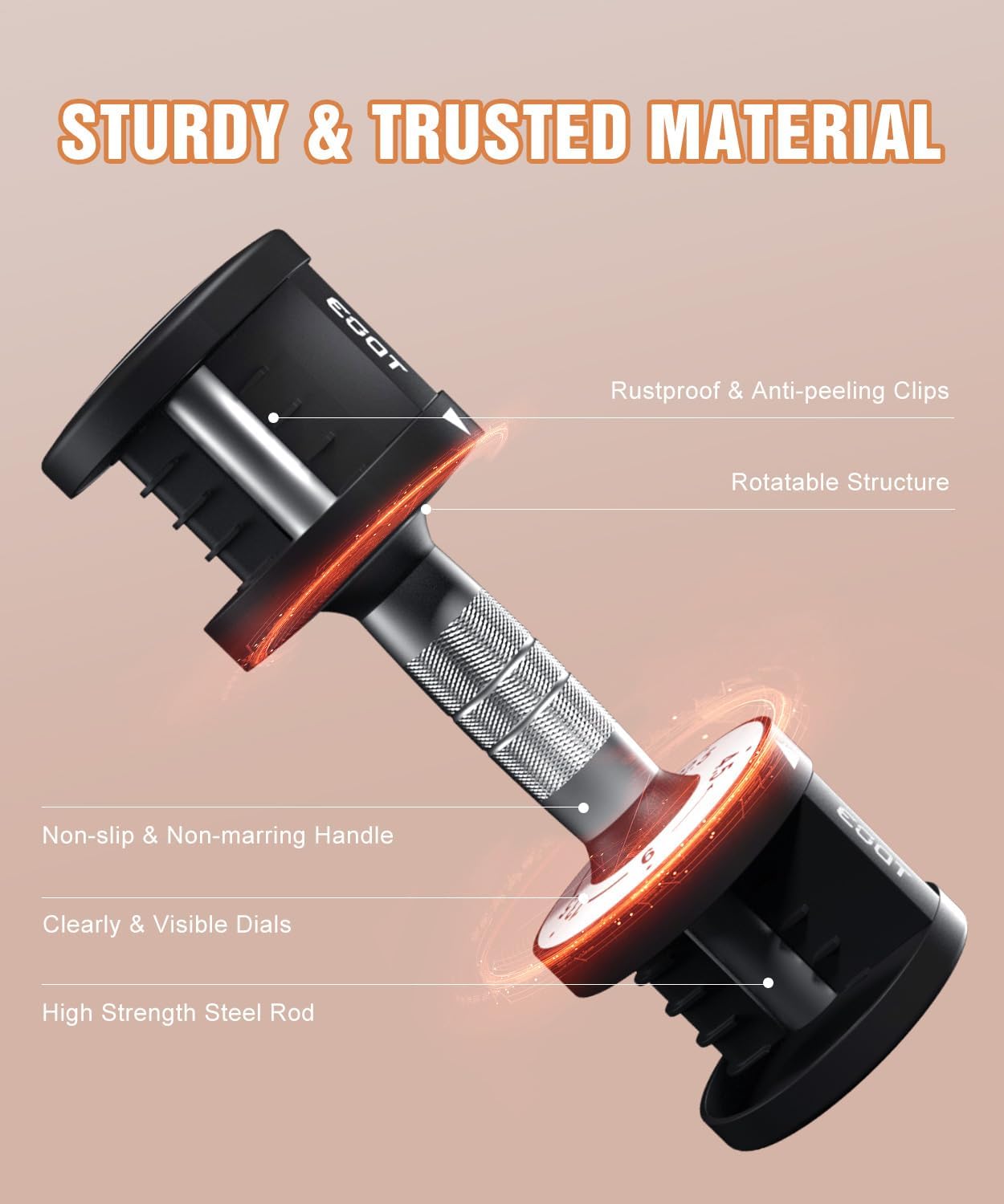 Adjustable Dumbbells Set/Single, 12.5LB/22.5LB/55LB 5 in 1 Free Adjustable Dumbbell Set with Anti-Slip Handle & Rainbow-colored Weight Plates for Home Gym, Weight Set for Women Men - Image 4