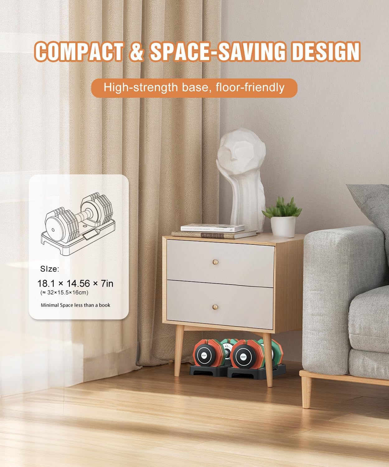 Adjustable Dumbbells Set/Single, 12.5LB/22.5LB/55LB 5 in 1 Free Adjustable Dumbbell Set with Anti-Slip Handle & Rainbow-colored Weight Plates for Home Gym, Weight Set for Women Men - Image 7