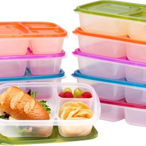 Bentgo Easyboxes – Original Stackable Lunch Boxes – Reusable 3-Compartment Food Containers for Kids and Adults – Bento Lunch Box for Meal Prep, School, & Work – BPA Free, Set of 10 (Classic)