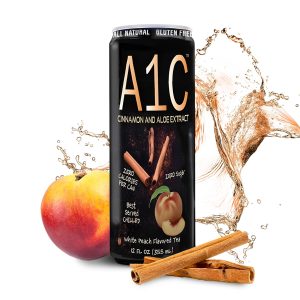 A1C – Healthy Drinks White Peach-Flavored Iced Tea, Non-Caffeinated Nutritional Drinks, No Sugar, Calories & Sodium, Diabetic-Support Beverages with Cinnamon & Aloe Extract, 24-pack, 12 fl oz per Can