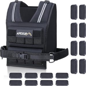 APEXUP Adjustable Weighted Vest Men 20lbs/30lbs/40lbs Weights with Reflective Stripe, Weight Vest Woman Workout Vest for Strength Training Running Walking