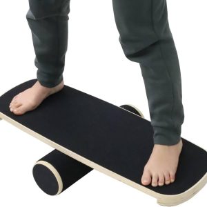 Balance Board Sports Trainer, Japard Wooden Surf Trainer Equipment with Adjustable Stoppers, Improve Core Strength and Body Control, Exercise Tool for Fitness Work