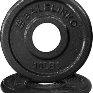Balelinko 2-inch Olympic Grip Plate Cast Iron Weight Plate for Strength Training, Weightlifting and Crossfit, Sold in Single or Pair – 2.5LB-45LB