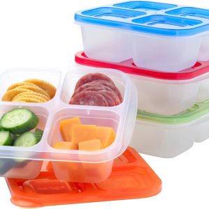 Bentgo Easyboxes 4-Compartment Snack Containers – 8-Piece Set with 4 Trays & 4 Custom-Fit Lids to Seal in Freshness – Reusable Food Storage & Meal Prep Bento BPA-Free Containers (Classic)