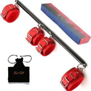 Black Spreader Pilates Exercise bar, Pilates Bar with 4 Adjustable Strap, Exercise Guide, Home Yoga Training Fitness Gear, Stretching Exercise Tools