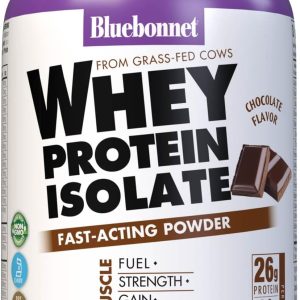 Bluebonnet Nutrition Whey Protein Isolate Powder, Whey From Grass Fed Cows, 26g of Protein, No Sugar Added, Gluten Free, Soy free, kosher Dairy, 1 Lb, 14 Servings, Chocolate Flavor