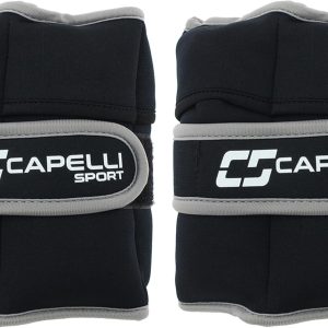 Capelli Sport Ankle and Wrist Weights, Adjustable Level Leg and Arm Weights, Black, 10 lbs, Set of 2
