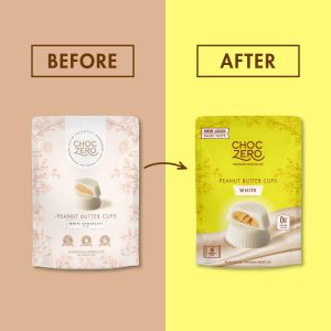 ChocZero Sugar Free White Chocolate Peanut Butter Cups, No Added Sugar, Gluten Free, Low Carb Candy, 16 Individually Wrapped Cups Total, 4 Ounce (Pack of 2)