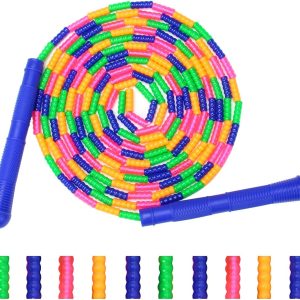 Coolrunner 16 FT Long Jump Rope(1 Pack), Double Dutch Jump Rope, Soft Beaded Skipping Rope for Kids Adults, Plastic Segmented Jump Rope, Long Enough for 4-5 Jumpers