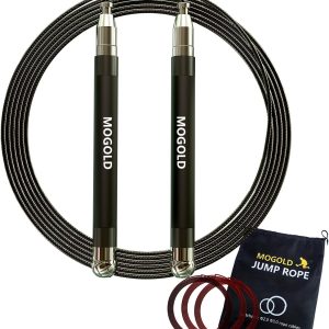 Crossfit Jump Rope For Men/Women/Kids Free Screw Design-Dual Ball Bearing- Durable Silicone&metal Grip with 4 Speed Rope Perfect for Boxing, MMA,Double Unders