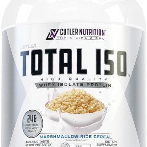 Cutler Nutrition Total ISO Whey Isolate Protein Powder: Best Tasting Whey Protein Shake, 100% Whey Protein Isolate, Perfect Post Workout Protein Powder Mix, Marshmallow Rice Cereal, 2 Pounds