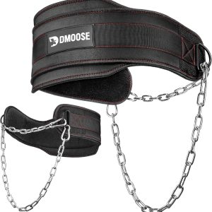 DMoose Dip Belt for Weightlifting, Weight Belt with Chain for Pullup, Gym Lifting Belt for Powerlifting, Squat, Bodybuilding, Heavy Duty Steel, Workout Belt with Comfortable Neoprene Support