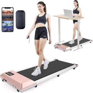 DeerRun Walking Pad, Smart Raceable 2024 Upgrade Under Desk Treadmill, Portable Small Flat Treadmills for Home Weight Loss/Fitness, 265lbs Capacity, LED Display, App & Remote Control
