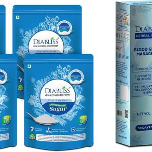 Diabetic Friendly Herbal Cane Sugar 500g Pouch Pack of 4 + Herbal Water to Manage Blood Glucose for Diabetics & Prediabetics