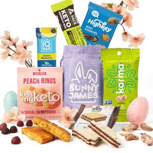 Diabetic Keto Easter Adults Gift – Prefilled w Keto Candy & Basket Stuffers – Premade Easter Gifts for Daughter, Women – Healthy Adult Basket Alternative Filled w Goodies & Treats