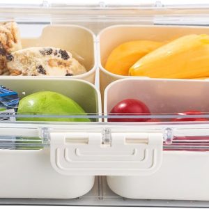 Divided Serving Tray with Lid-Snackle Box Charcuterie Container for Portable Snack Platters-Clear Organizer for Candy, lunch bento box,Perfect for Party,Travel(4 Compartments)
