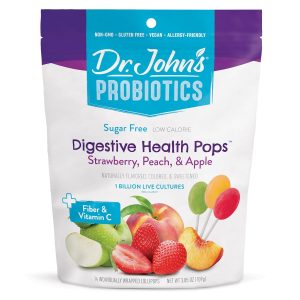 Dr. John’s Sugar Free Candy, Healthy Digestive Lollipops with Zero Sugar, Low Calorie Snacks, Keto Friendly, Strawberry Peach & Apple Flavors, 14 Count, 3.85 OZ
