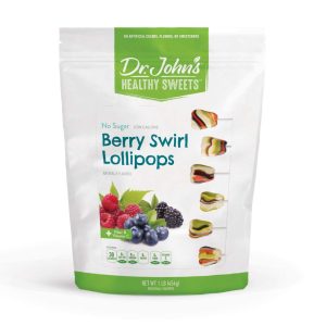 Dr. John’s Sugar Free Candy, Healthy Lollipops with Zero Sugar, Low Calorie Snacks, Keto Friendly Hard Candy Sweets, Berry Swirl Tooth, 60 Count, 1 LB