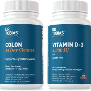 Dr. Tobias Colon 14 Day Cleanse and Vitamin D3 5000 IU Support Overall Health, Immune System and Digestive System. Non-GMO Gut Cleanse and Vitamin for Men & Women.