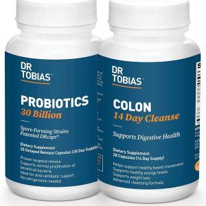 Dr. Tobias Digestive Kickstarter Bundle with Colon 14 Day Cleanse & Probiotics 30 Billion for Gut Health & Healthy Bowel Movements