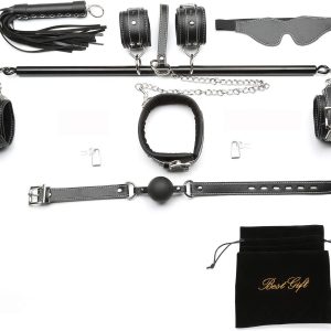 EXREIZST Adjustable Spreader Bar with Premium Soft Pad Leather Straps System Set Expandable Fitness Sports Exercise Training Tool Kit, Black